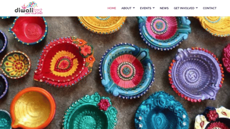 Diwali Fest website homepage mockup