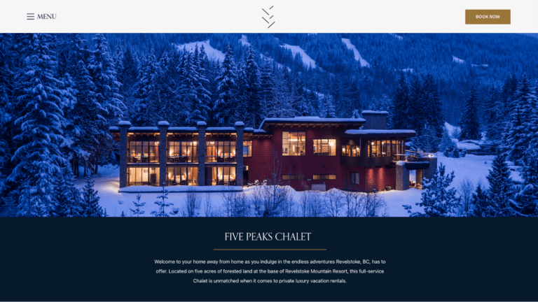 Five Peaks Chalet website homepage