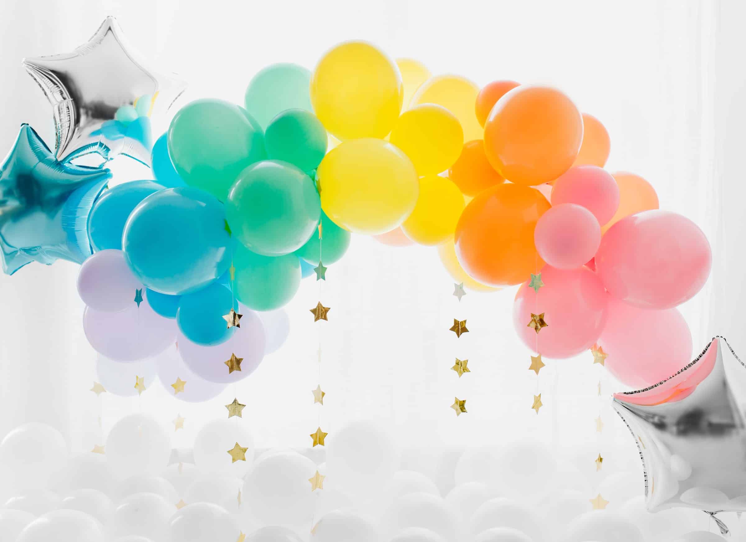 Colourful balloon arch with stars