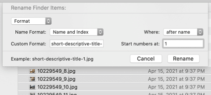 Renaming file names on a mac