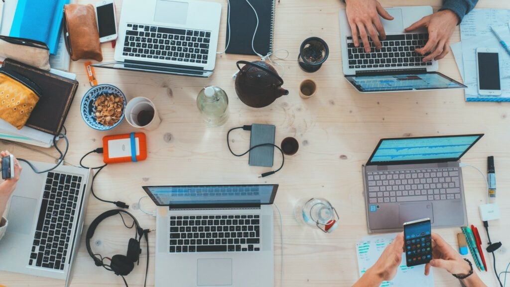 Working together on a table